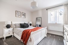 White Sleigh Double Bed With Bedside Cabinets