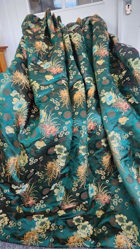 Vintage oriental green satin - green,