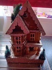 Hand Made Wood Illuminated Xmas House