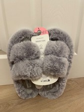 Primark Grey Fluffy Slippers