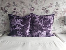 2 x Large 60cm X 60cm Purple Cushion Covers Crushed Velvet Style. From DFS.