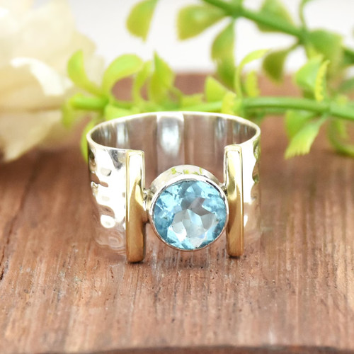Blue topaz gemstone ring - gemstone,