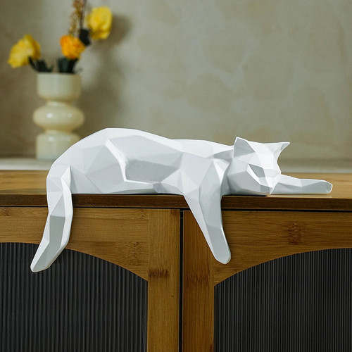 Modern cat statue geometric - modern,