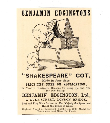 Antique 1888 shakespeare cot - antique,
