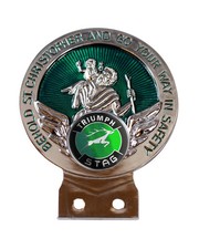Triumph Stag Green Logo St Chris Car Badge + Fixings Choice of 3 Colours