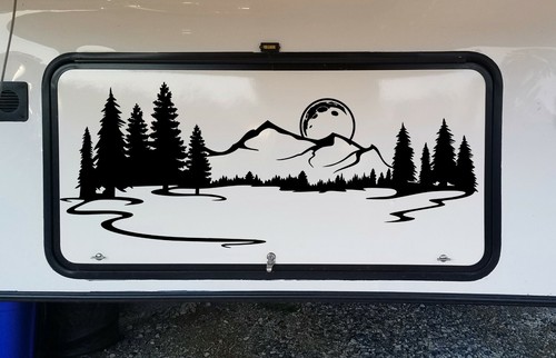 Mountains moon vinyl decal - vinyl, v1