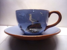 DARTMOUTH POTTERY SEAGULLS LARGE CUP & SAUCER 1.5 pints A/F