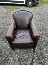 Laura Ashley Burlington Tan Brown/black Leather Armchair / Chair Great Patina