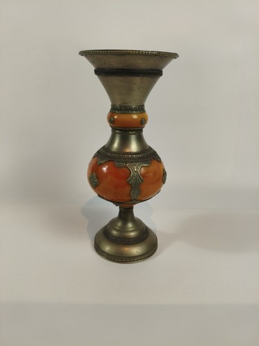 Moroccan brass decorative vase - moroccan,