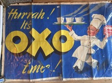 ANTIQUE POSTER OXO  “Hurrah it’s OXO time”  Original with some damage. 