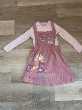 Girls Pink Peppa Pig Embroidered Jersey Pinafore Dress & Ribbed Top Outfit 4-5
