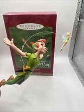 Peter Pan Tinkerbell Off To Neverland Christmas Disney Hallmark Ornament In Box