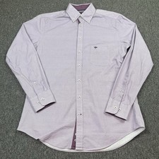Fynch Hatton Shirt Mens Medium Purple Geometric Pattern Soft Compact Cotton