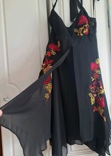Debut Black Dress Size 14, Halter neck,  padded bra , With Chiffon Overlay,  