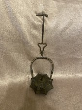 ANTIQUE BRASS HANGING OIL LAMP