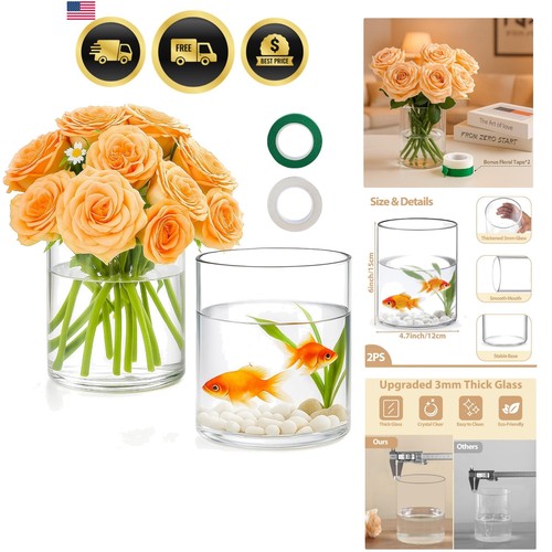 Glass cylinder vase - glass, 6
