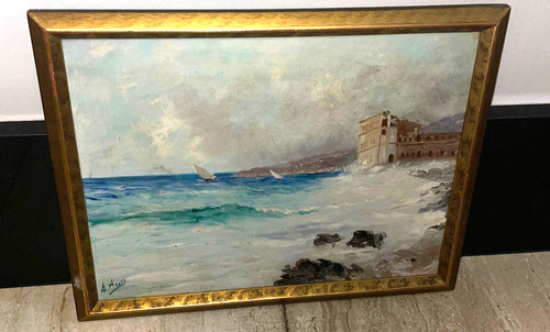Antique oil cabinet - oil, painting