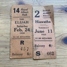 1934/35 Royal Albert Hall Tickets To Hiawatha & The Elijah