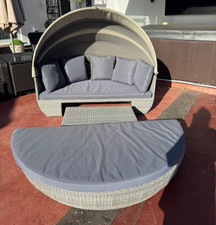 Katie Blake Split Circular Grey Daybed + Canopy + Cushions + Internal Foot Stool