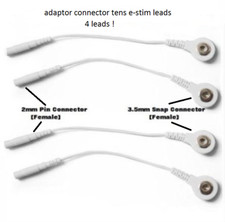 electrosex e-stim tens massager 4 x Adapter Lead Wires/Cables Snaps,uk seller!