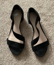 M & S Footglove Black Suede Leather Open Toe Shoe/Sandal Size 5 Worn Once