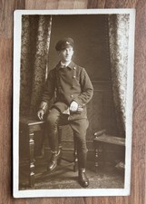 WW1 Photo Portrait Postcard ?? Vehicle Driver/Despatch Rider. Edmonton Studio