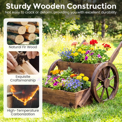 Wooden planter cart with - wooden,