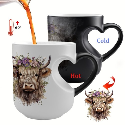Floral highland cow color - floral,