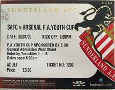 Sunderland v Arsenal FA Youth Cup 2008/09 Football Ticket Stub (Arsenal Winners)