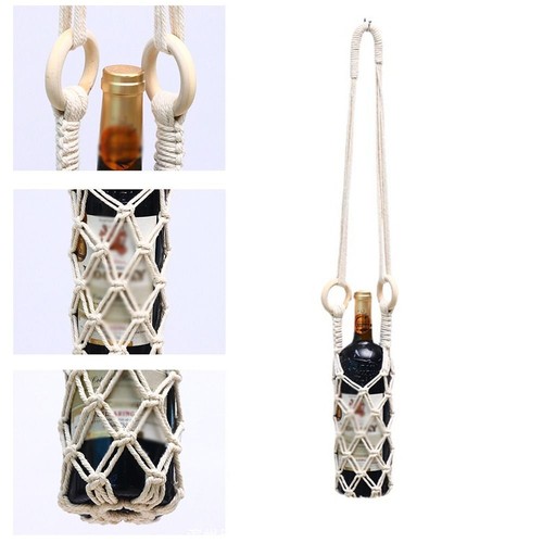 Crochet wine bottle carrier - wine,