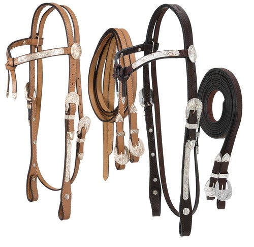 Silver show browband headstall - show,