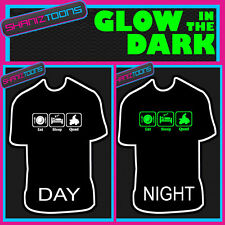 EAT SLEEP QUAD BIKING BIKE GLOW IN THE DARK PRINTED TSHIRT