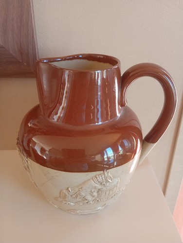 Antique stoneware hunting jug - antique,