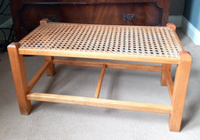 Vintage Rattan Footstool or Side Table - approx 58x30x29cm 23x12x11.5"