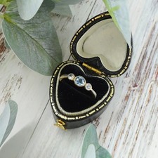 Art Deco gold Aquamarine & old cut Diamond ring ring, UK size I, Antique