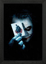 Joker with Batman card Framed Wall Art Poster Canvas Print Picture
