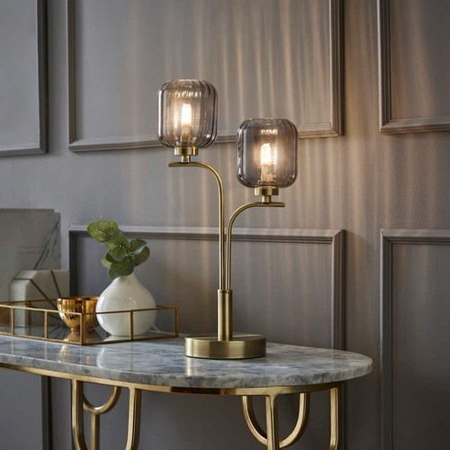 Way gold table lamp - lamp, ribbed
