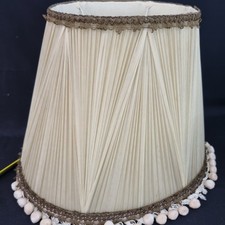 Vintage Oval Pleated Chiffon Large Lampshade Tasselled 35cm Tall FLAW