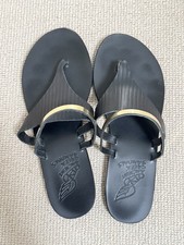 Ancient Greek Sandals Women's Sandals Flipflops Black Gold Size 38