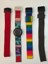Swatch Pop Watch + 3 Original Fabric Straps – 1980s/1990s Vintage
