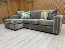 ‘Chelsea' Corner Sofa Sage Green Derwent Fabric Large Left Hand Facing Open End