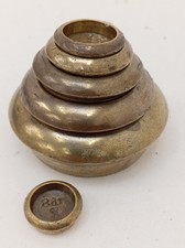 Antique Victorian Solid Avoir Brass Crown VR Full Set x6 Stacking Scale Weights