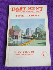 EAST KENT ROAD CAR Co. CANTERBURY ELHAM HYTHE BUS COACH MAP TIMETABLE OCT 1961