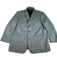 Pierre Cardin Coat Mens 46R Grey Wool Blend Herringbone 3 Button Smart Overcoat