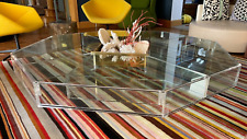 Perspex & Glass Coffee Table with Solid Brass Centrepiece with Corals - Bespoke