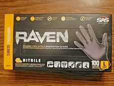 10)SAS Raven 7-Mil Powder-Free Nitrile Disposable Exam Gloves 100pk Large #66518