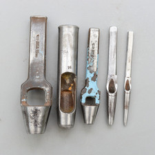 Set 5 Vintage Buck Wynn Timmins Toga Footprint Wad Leather Gasket Hole Punch