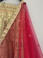 Unstitched Pink/Cream Lengha