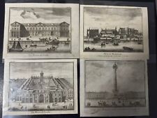 Set Of 4 Antique 17th / 18th Century Engravings Prints Book Pages London City