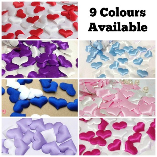 Satin padded fabric love heart - padded,